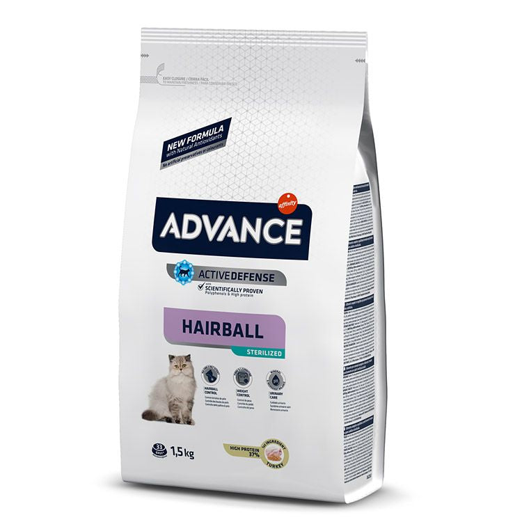 Hrana uscata pentru pisici Advance Sterilized Hairball 1.5kg