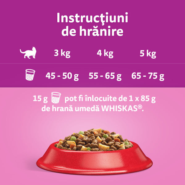 Whiskas hrana uscata cu vita pentru pisici adulte