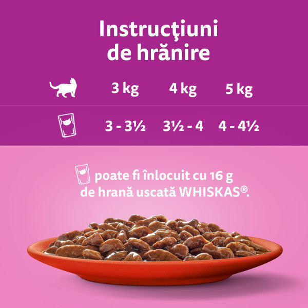 Whiskas hrana umeda pentru pisici adulte, selectii clasice in sos de carne