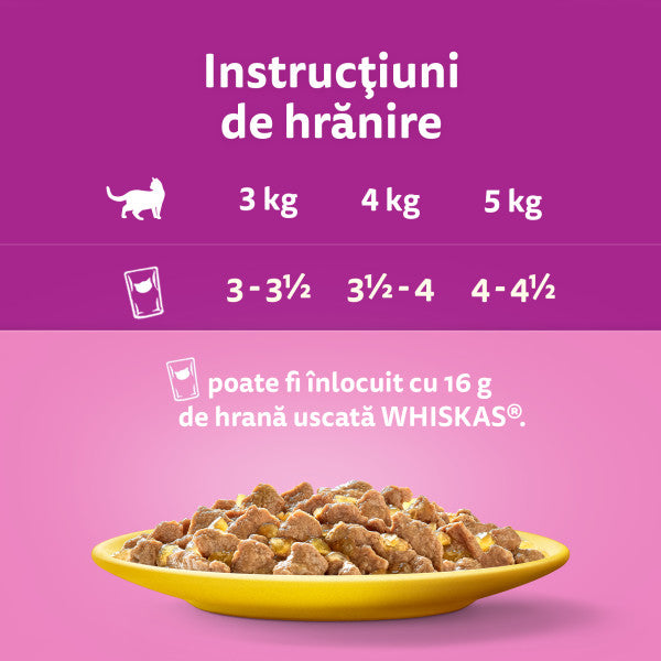 Whiskas hrana umeda pentru pisici adulte cu carne de pasare in aspic