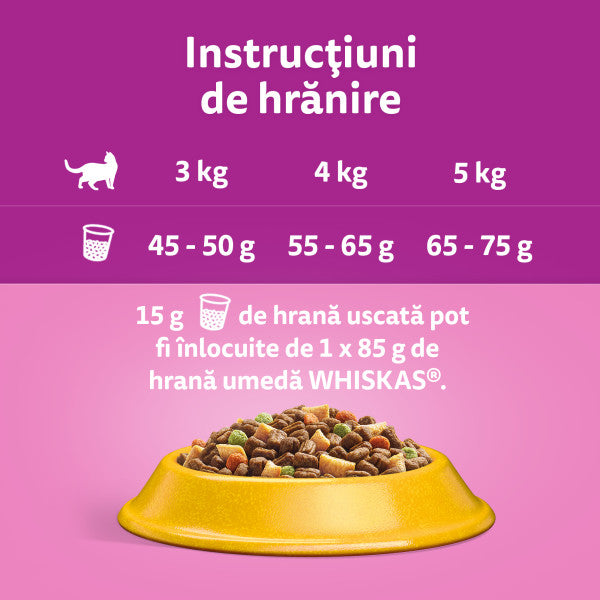 Whiskas hrana uscata cu pui pentru pisici adulte