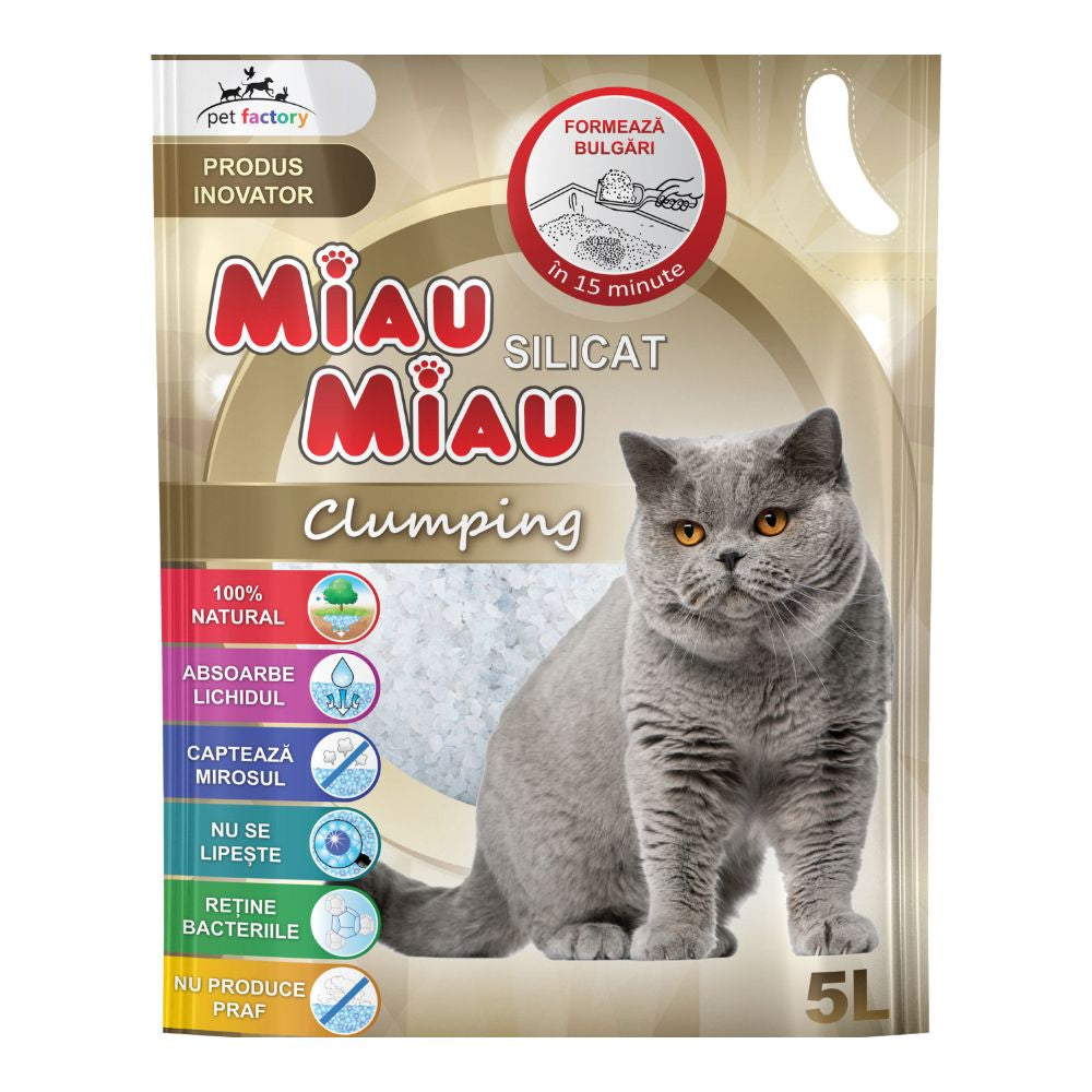 Asternut Pisici MIAU MIAU Silicat Clumping 5L