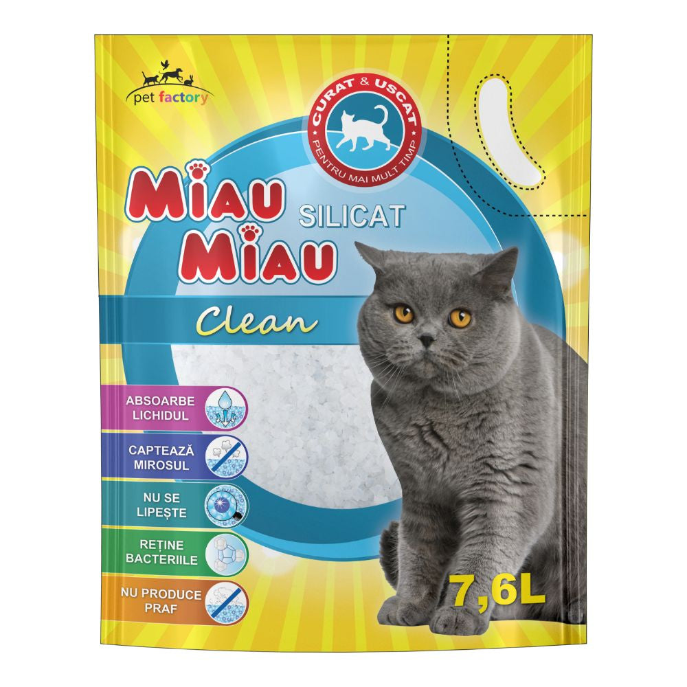 Asternut Pisici MIAU MIAU Silicat Clean 7.6L
