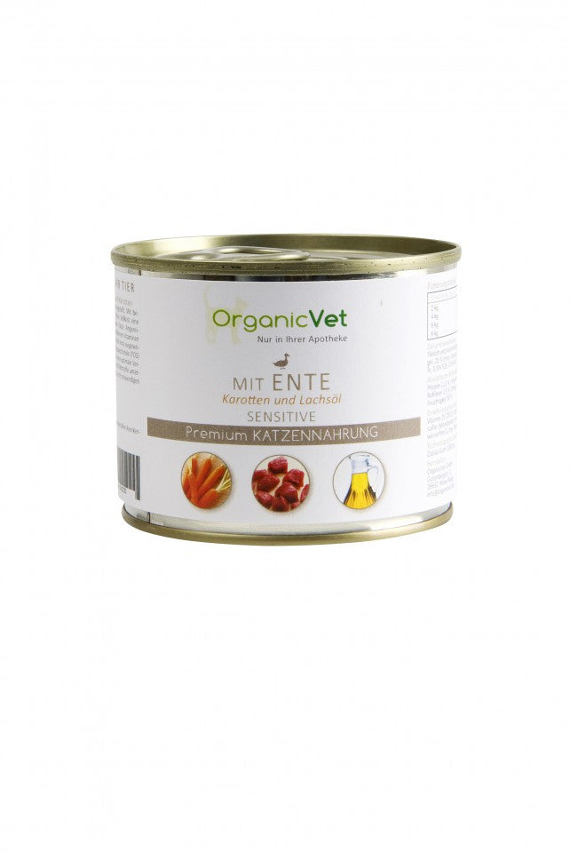 OrganicVet Feline - Sensitive - Rata, morcovi, ulei de somon - 200g