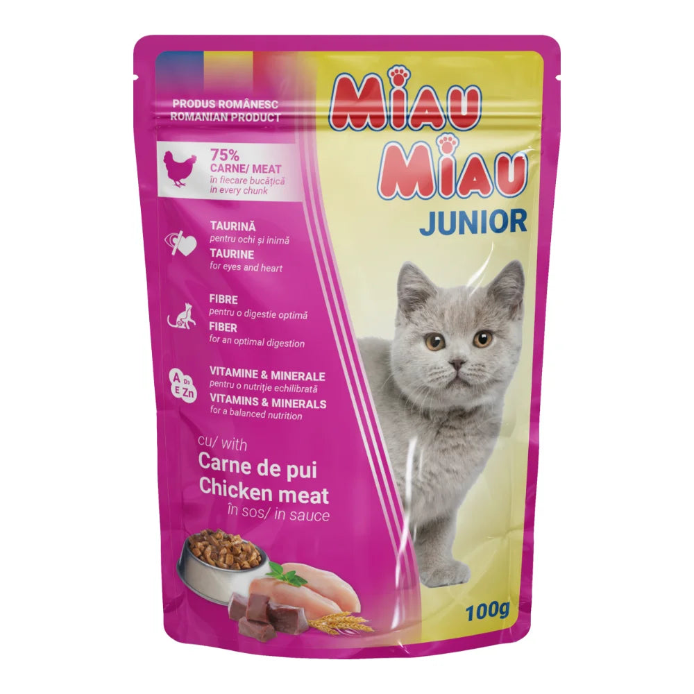 Hrana Umeda Pisici MIAU MIAU Junior Pui in Sos 100g