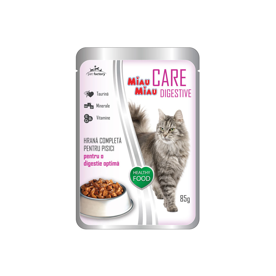 Hrana Umeda Miau Miau pentru Pisici Care Digestive cu Miel, 85 g