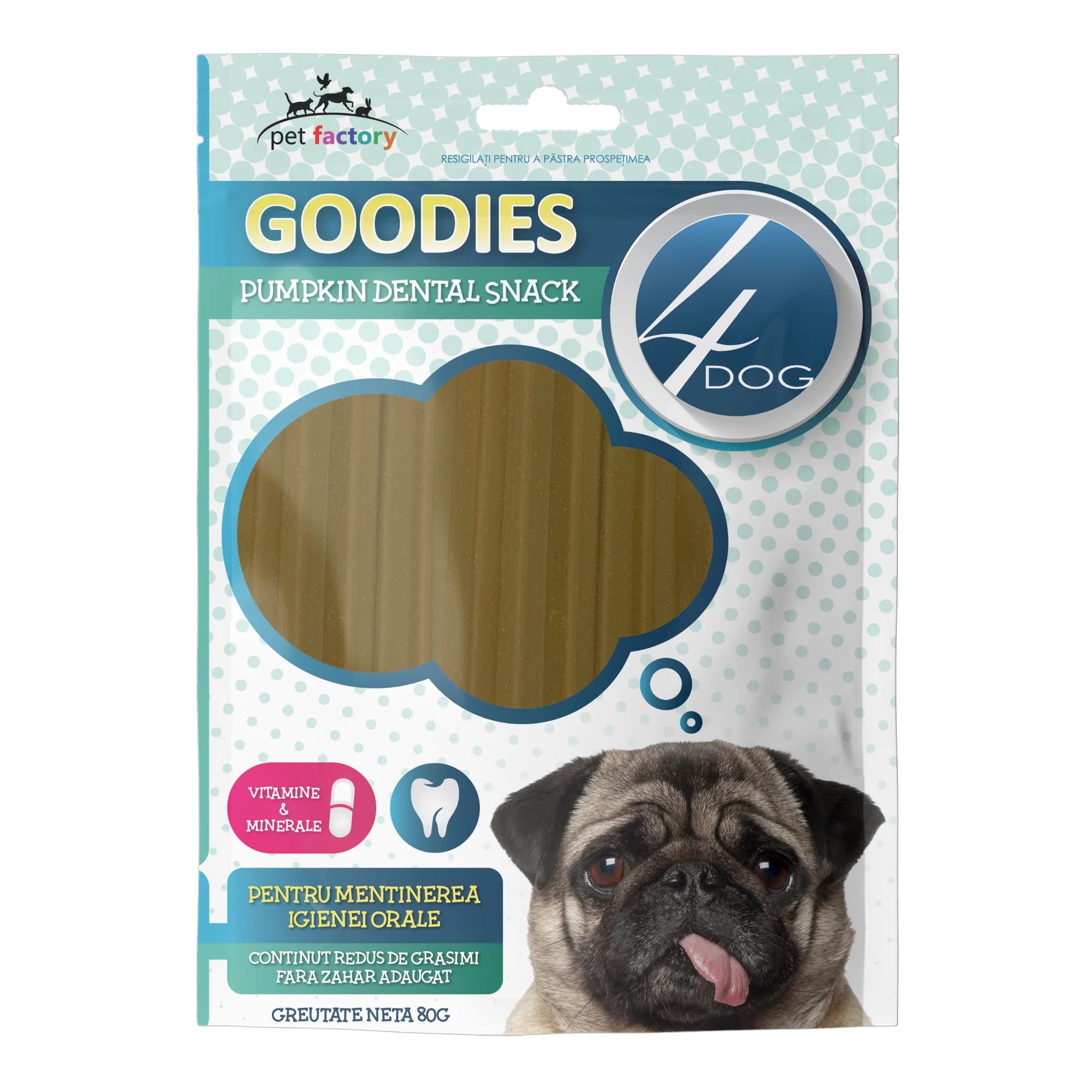 Recompense Caini 4DOG GOODIES Dental Sticks Dovlecel si Vitamine 80g