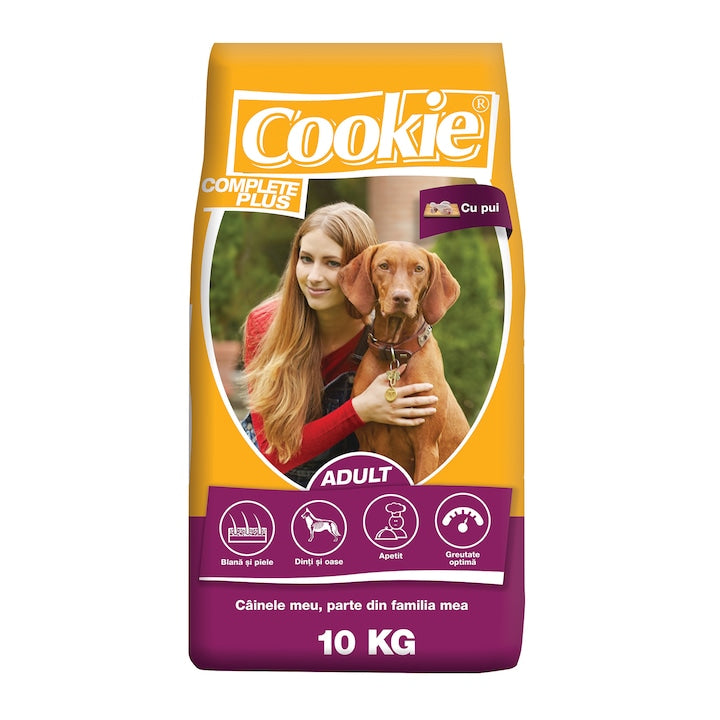 Hrana uscata pentru caini Cookie, Complete Plus Adult, Pui, 10kg