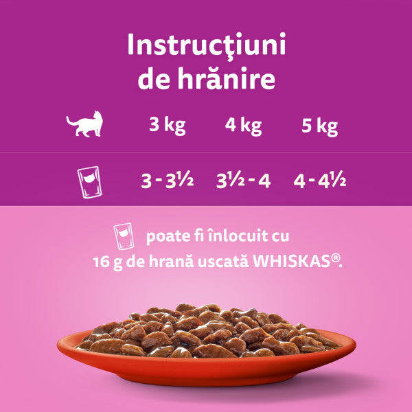 Whiskas hrana umeda pentru pisici adulte, cu vita in sos