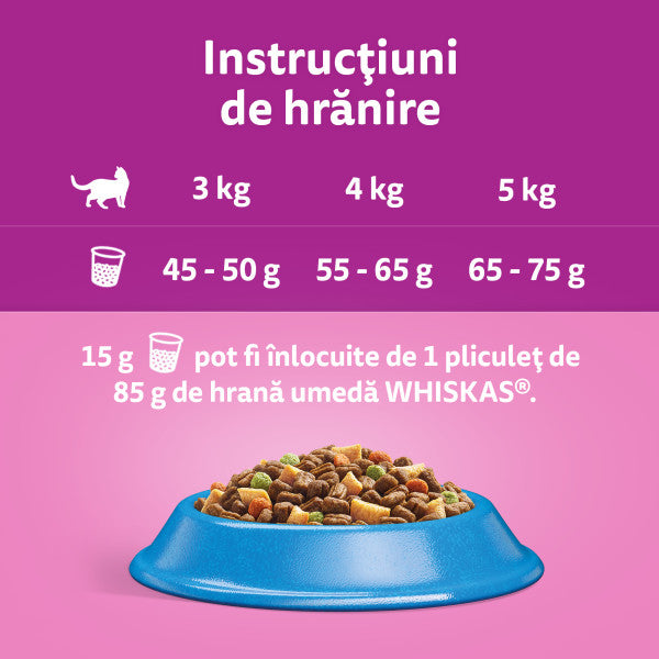 Whiskas hrana uscata cu ton pentru pisici adulte