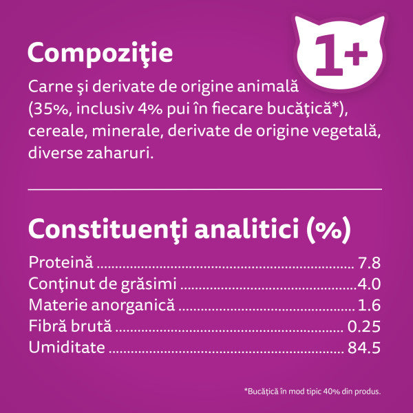 Whiskas hrana umeda pentru pisici adulte, cu pui in aspic