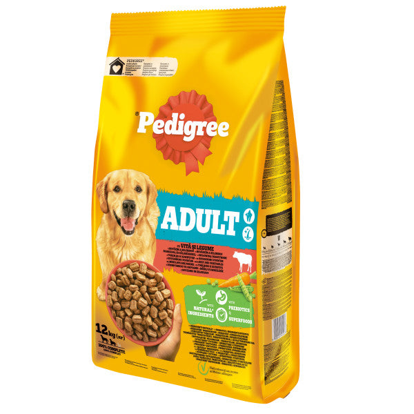 Pedigree hrana uscata cu vita si legume pentru caini adulti