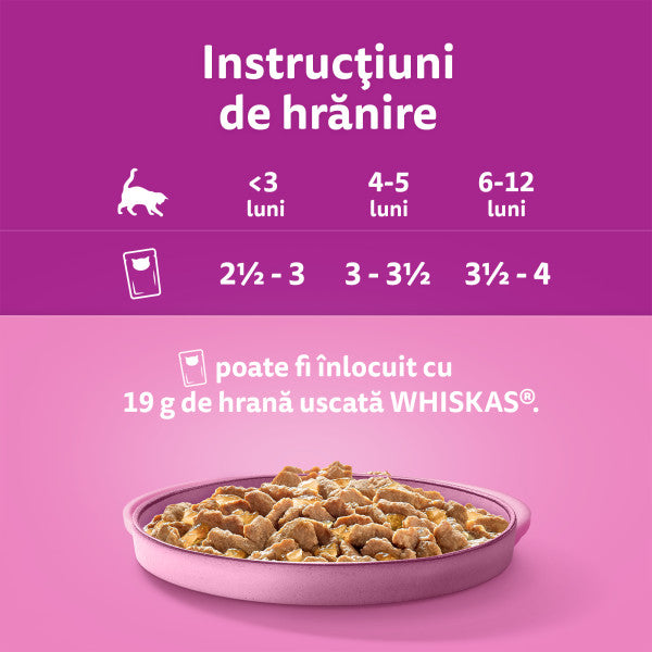 Whiskas Pure Delight hrana umeda pentru pisici junioare cu carne de pasare in aspic