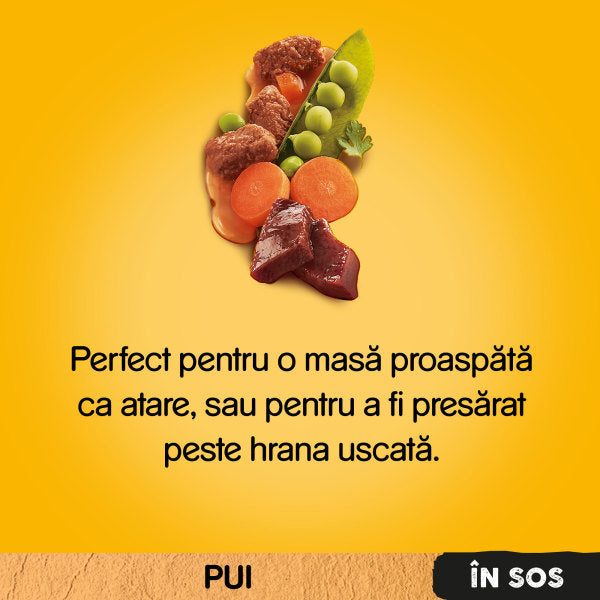 Pedigree hrana umeda pentru caini adulti, cu pui si legume in sos